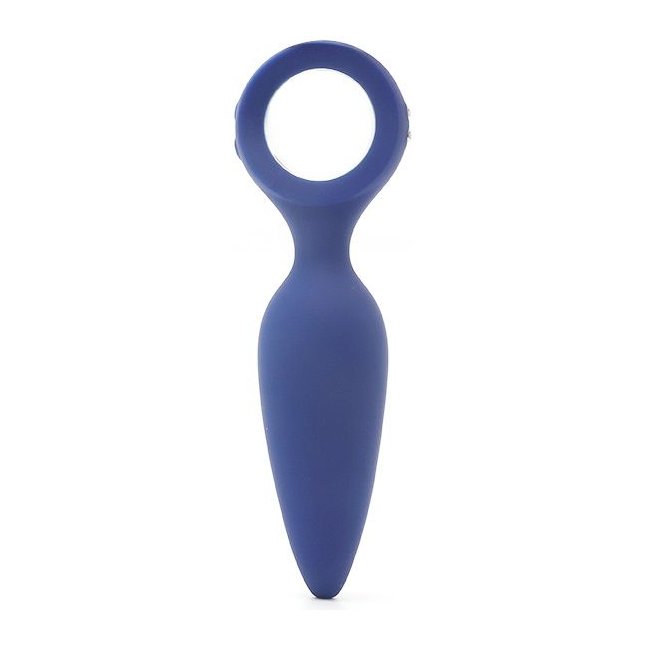 Синяя вибропробка с кольцом Kiss Toy - 12 см. Фотография 3.