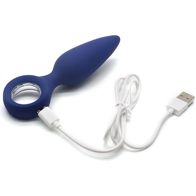 Синяя вибропробка с кольцом Kiss Toy - 12 см. Фотография 6.