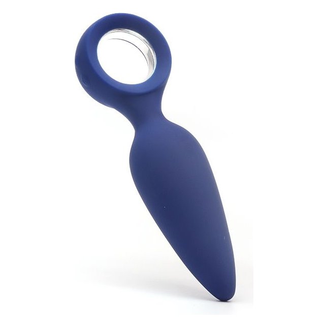 Синяя вибропробка с кольцом Kiss Toy - 12 см