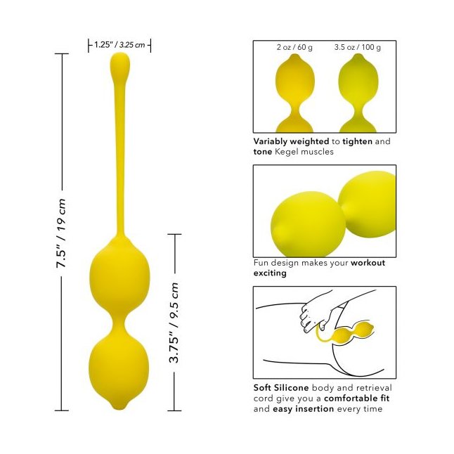 Набор вагинальных шариков-лимонов Kegel Training Set Lemon. Фотография 6.