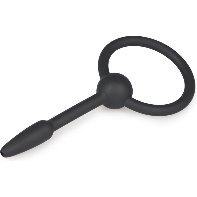 Черный уретральный расширитель Small Silicone Penis Plug With Pull Ring - 10,5 см - Sinner Gear Unbendable. Фотография 2.
