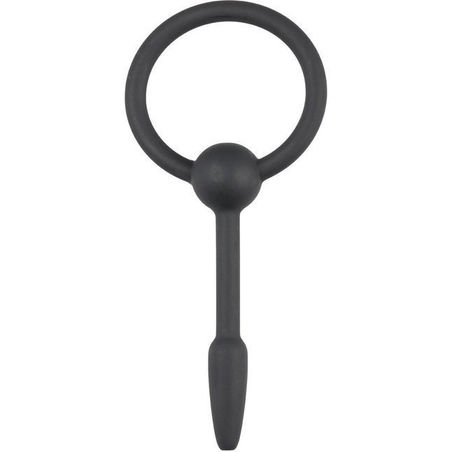 Черный уретральный расширитель Small Silicone Penis Plug With Pull Ring - 10,5 см - Sinner Gear Unbendable