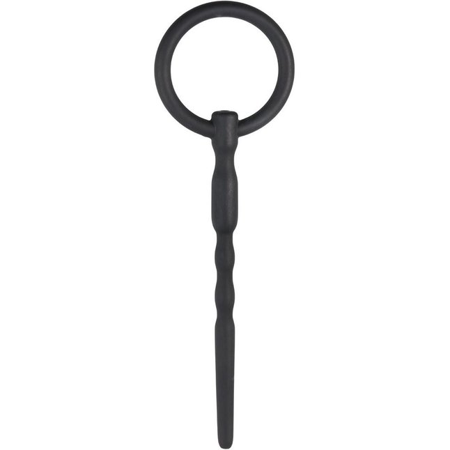 Черный уретральный плаг Silicone Penis Plug With Pull Ring - 13,5 см - Sinner Gear Unbendable