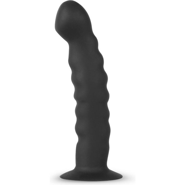 Черный страпон Silicone Bended Strap-on - 14,5 см - Fetish Collection. Фотография 3.