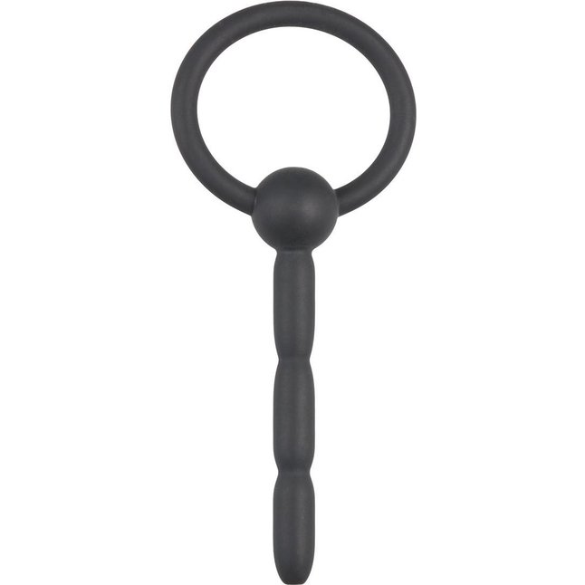 Черный силиконовый уретральный плаг Ribbed Hollow Silicone Penis Plug - 10,5 см - Sinner Gear Unbendable