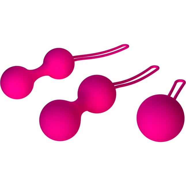 Набор из 3 вагинальных шариков Кегеля розового цвета. Фотография 2.