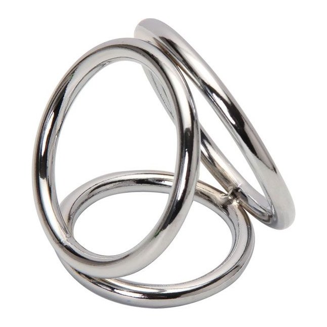 Серебристое тройное эрекционное кольцо
