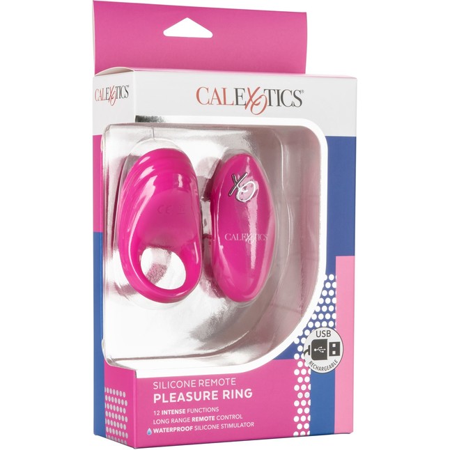 Розовое эрекционное виброкольцо с пультом Silicone Remote Pleasure Ring - Rings!. Фотография 11.