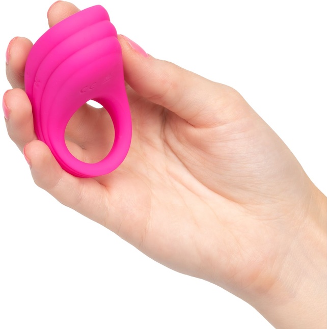 Розовое эрекционное виброкольцо с пультом Silicone Remote Pleasure Ring - Rings!. Фотография 7.