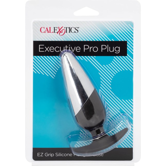 Серебристо-черная анальная пробка Executive Pro Plug - 12,75 см - Anal Toys. Фотография 8.