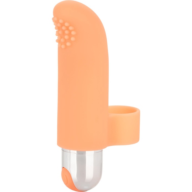 Оранжевая пулька-насадка на палец Finger Tickler - 8,25 см - Intimate Play