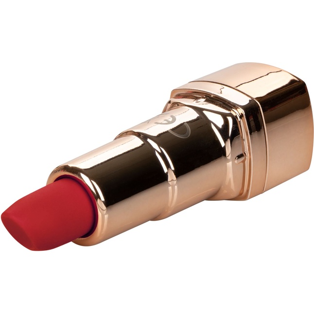 Золотистый вибратор-помада с красным мягким кончиком Hide Play Rechargeable Lipstick. Фотография 2.