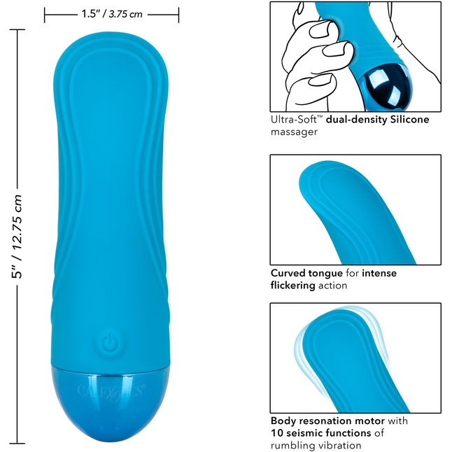 Голубой мини-вибратор Tremble Tickle - 12,75 см. Фотография 8.
