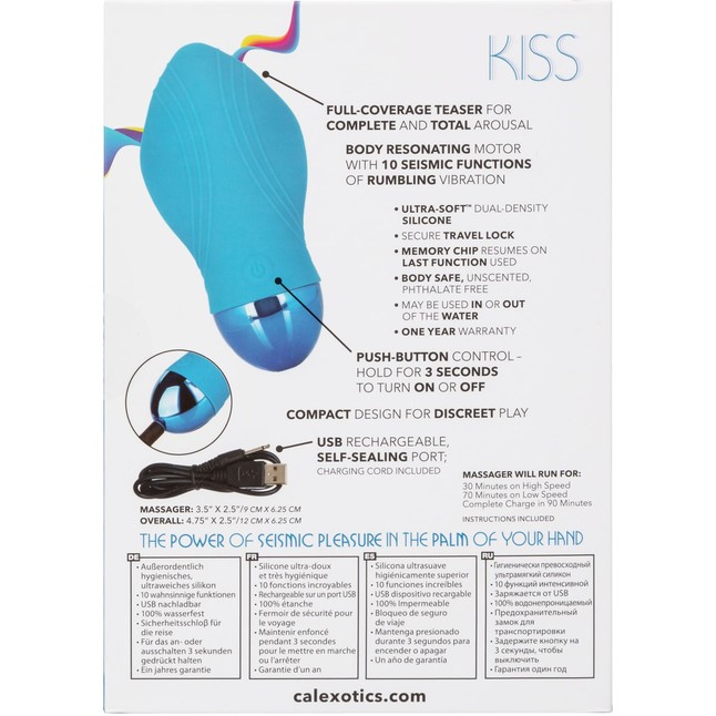 Голубой мини-вибратор Tremble Kiss - 12 см. Фотография 10.