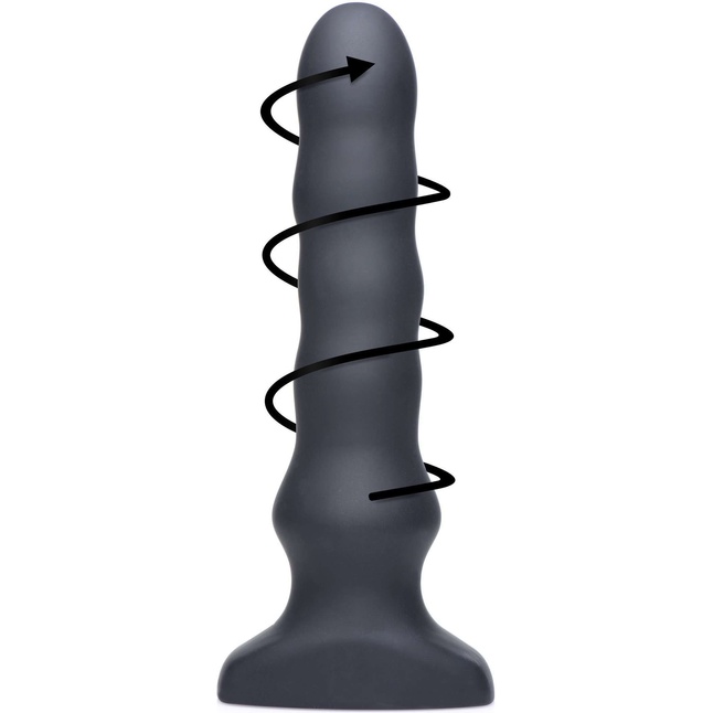 Черный вибратор с волнообразным движением Silicone Vibrating Squirming Plug with Remote Control - 19,5 см - Thunderplugs