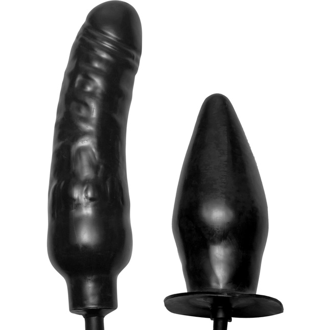 Пробка и фаллос с функцией расширения Deuce Double Penetration Inflatable Dildo and Anal Plug - Master Series. Фотография 3.