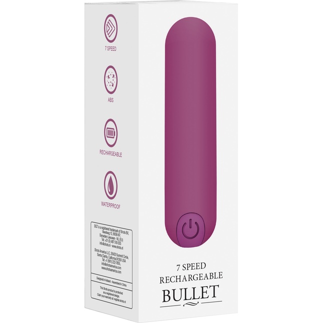 Фиолетовая перезаряжаемая вибропуля 7 Speed Rechargeable Bullet - 7,7 см - Be Good Tonight. Фотография 6.