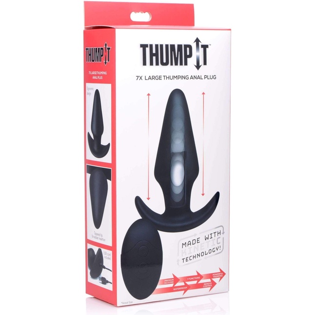 Черная анальная вибропробка Kinetic Thumping 7X Large Anal Plug - 13,3 см - Thump It. Фотография 5.