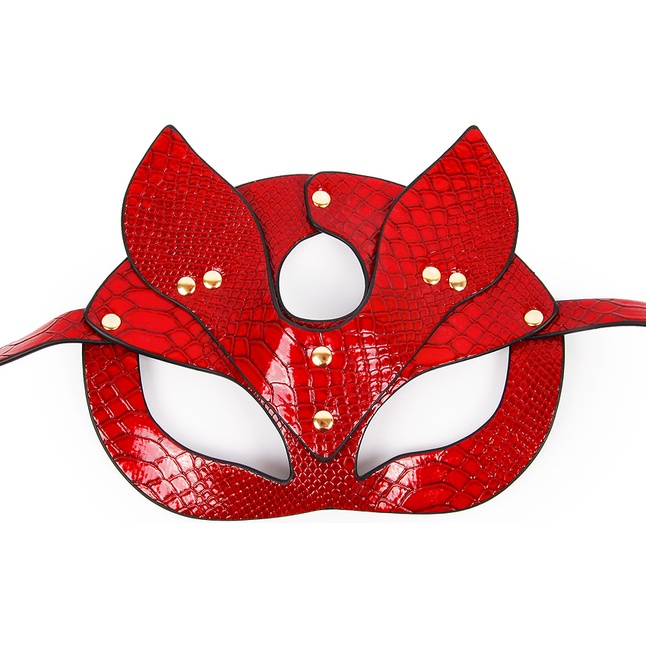 Красная игровая маска с ушками. Фотография 2.
