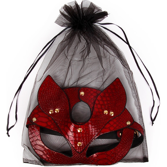 Красная игровая маска с ушками. Фотография 3.