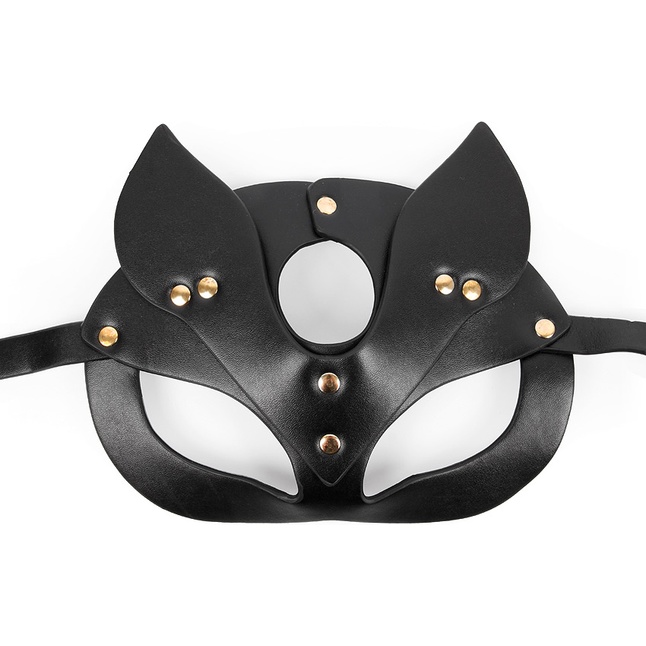 Черная игровая маска с ушками. Фотография 2.