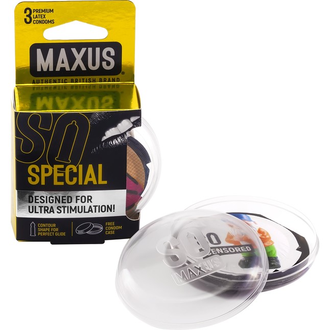 Презервативы с точками и рёбрами в пластиковом кейсе MAXUS AIR Special - 3 шт. Фотография 3.