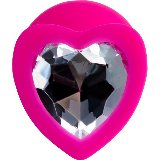 Розовая анальная втулка Diamond Heart с прозрачным кристаллом - 8 см - ToDo. Фотография 6.