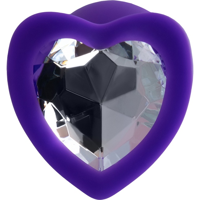 Фиолетовая анальная втулка Diamond Heart с прозрачным кристаллом - 7 см - ToDo. Фотография 7.