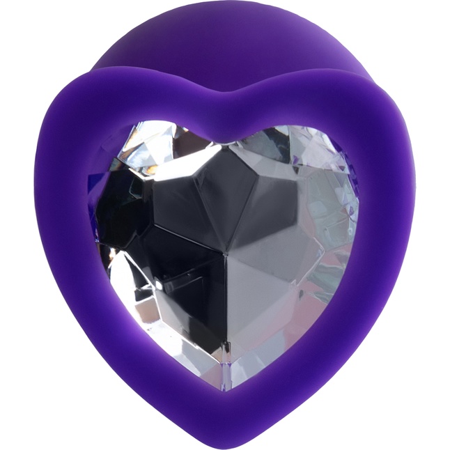Фиолетовая анальная втулка Diamond Heart с прозрачным кристаллом - 8 см - ToDo. Фотография 7.
