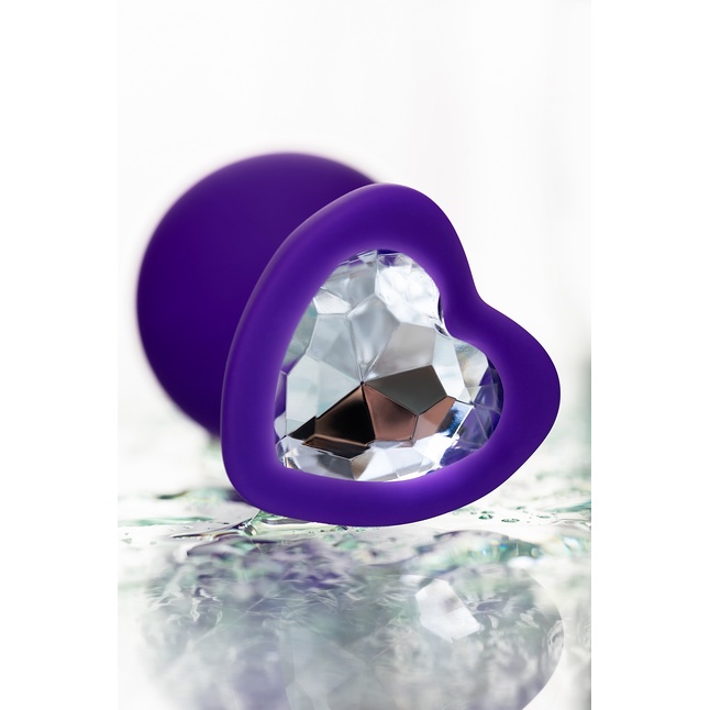 Фиолетовая анальная втулка Diamond Heart с прозрачным кристаллом - 8 см - ToDo. Фотография 8.