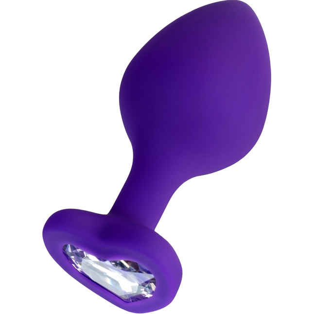 Фиолетовая анальная втулка Diamond Heart с прозрачным кристаллом - 8 см - ToDo