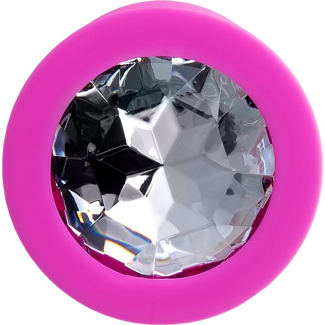 Розовая анальная втулка Brilliant с прозрачным кристаллом - 7 см - ToDo. Фотография 4.