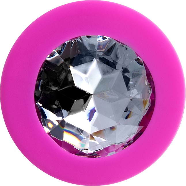 Розовая анальная втулка Brilliant с прозрачным кристаллом - 8 см - ToDo. Фотография 4.