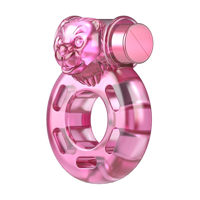 Розовое эрекционное кольцо с вибрацией Pink Bear. Фотография 2.