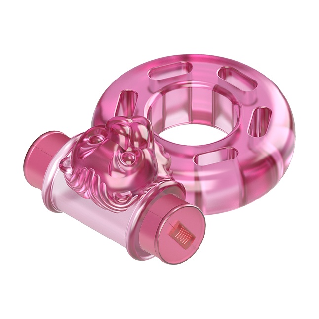 Розовое эрекционное кольцо с вибрацией Pink Bear. Фотография 3.