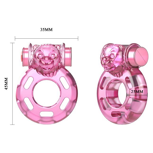 Розовое эрекционное кольцо с вибрацией Pink Bear. Фотография 4.