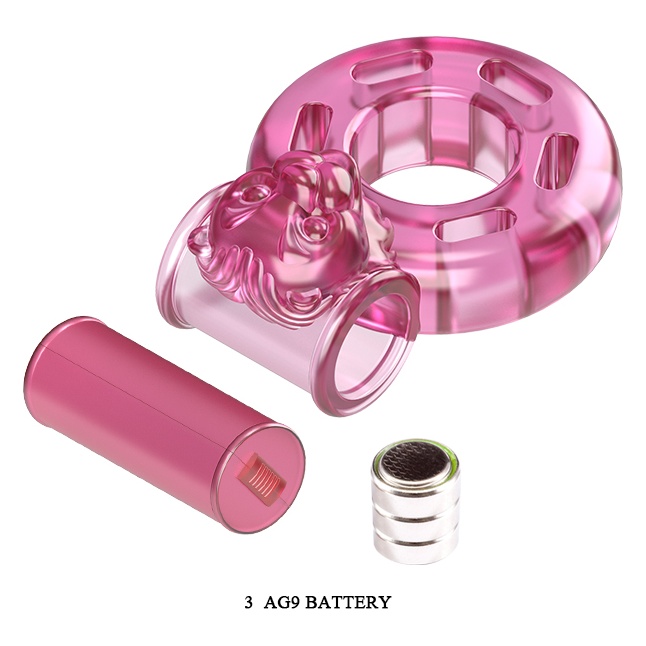 Розовое эрекционное кольцо с вибрацией Pink Bear. Фотография 5.