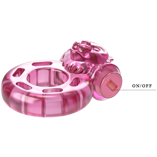 Розовое эрекционное кольцо с вибрацией Pink Bear. Фотография 6.