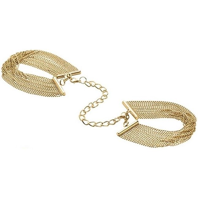 Золотистые браслеты-наручники с цепочкой MAGNIFIQUE. Фотография 2.