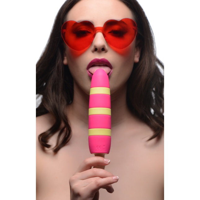 Ярко-розовый вибростимулятор-эскимо 10X Popsicle Vibrator - 21,6 см - Cocksicle