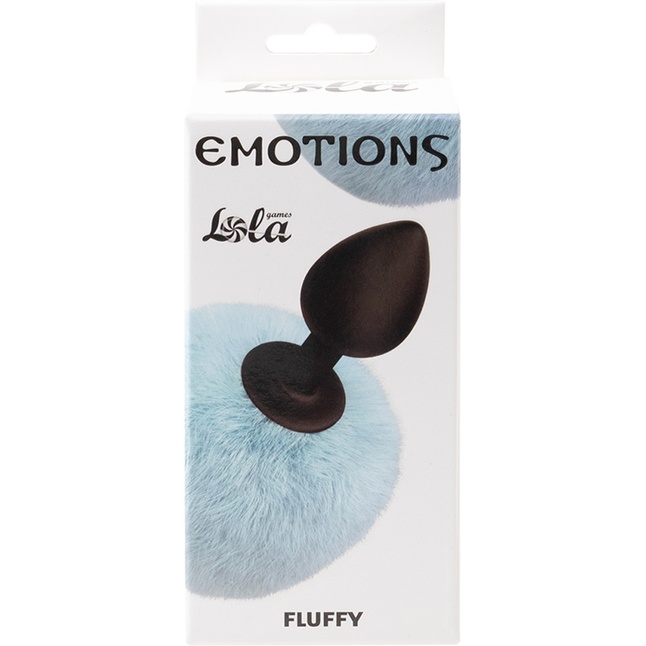 Черная анальная пробка с голубым пушистым хвостиком Fluffy - Emotions. Фотография 3.