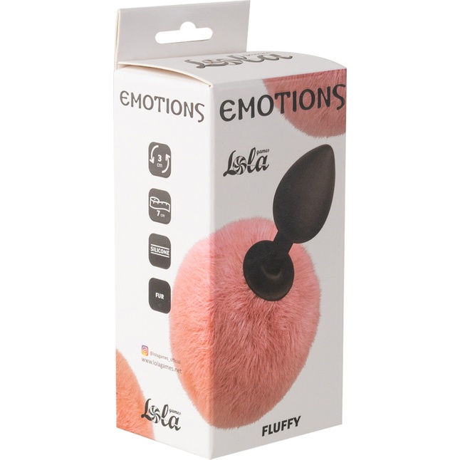 Черная анальная пробка с розовым пушистым хвостиком Fluffy - Emotions. Фотография 4.