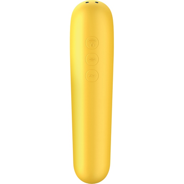 Желтый вакуум-волновой стимулятор клитора Dual Love. Фотография 3.
