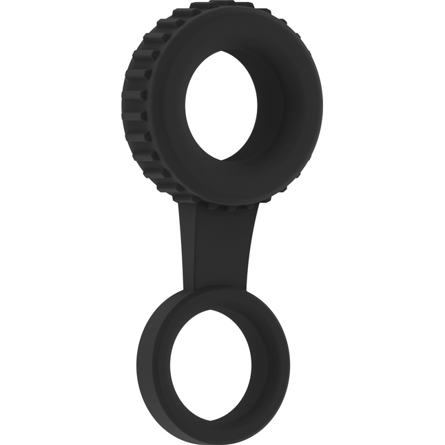 Черное кольцо для пениса и мошонки N 47 Cockring with Ball Strap - Sono
