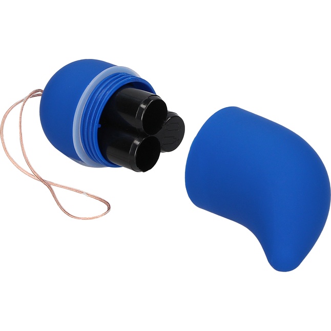 Синее виброяйцо Medium Wireless Vibrating G-Spot Egg с пультом - 7,5 см - Shots Toys. Фотография 5.