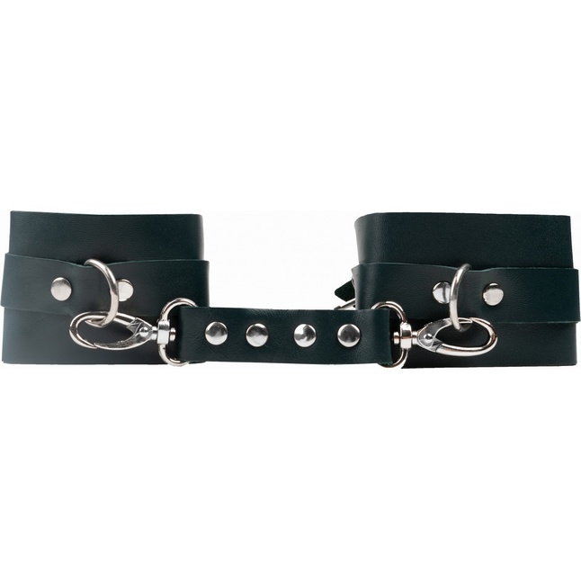 Изумрудные кожаные наручники - BDSM Арсенал. Фотография 2.