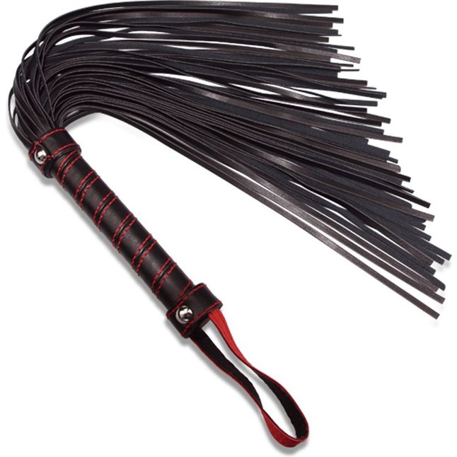 Черная плеть с петлей и контрастной красной строчкой - 45,7 см