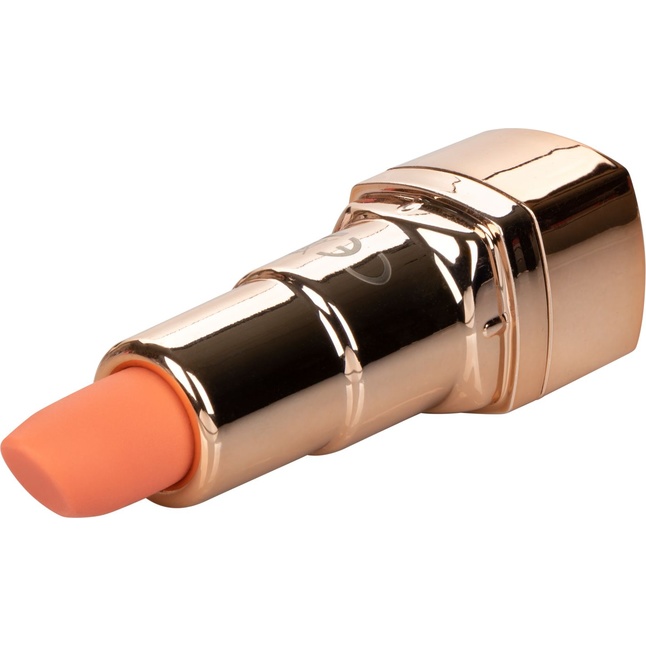 Золотистый вибратор-помада с оранжевым мягким кончиком Hide Play Rechargeable Lipstick. Фотография 3.