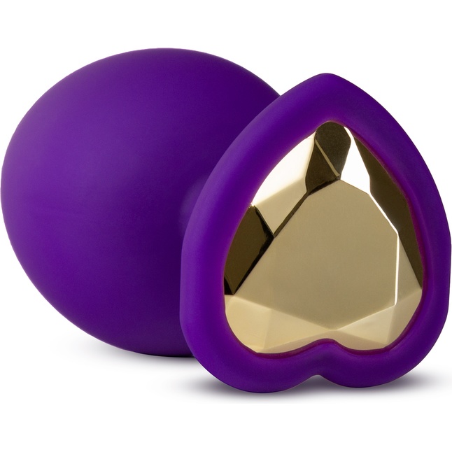 Фиолетовая анальная пробка Bling Plug Large с золотистым стразом - 9,5 см - Temptasia. Фотография 2.