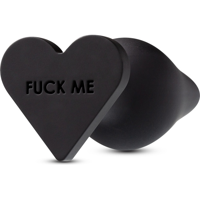 Черная анальная пробка с основанием-сердечком Fuck Me Butt Plug - 7,5 см - Temptasia. Фотография 2.